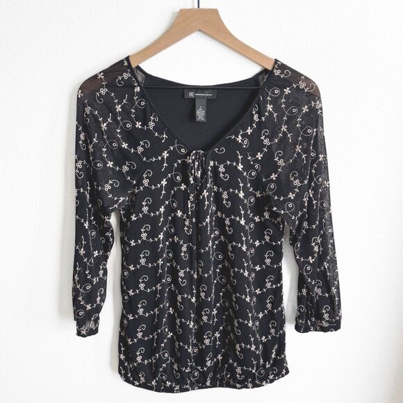 Vtg 90s Sheer Floral Mesh Top Womens‎ Small Floral Phoebe Friends Fairy Grunge - Picture 1 of 16